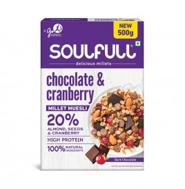 Soulfull Chocolate & Cranberry Millet Muesli Almond, Seeds & Cranberry Dark Chocolate  Box  500 grams